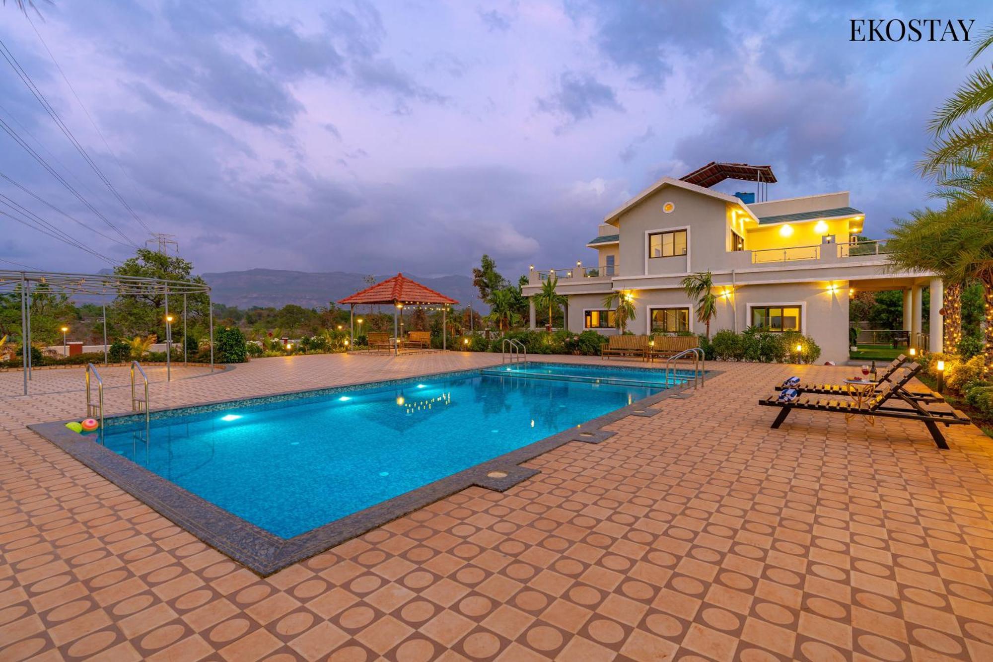 Ekostay Gold Palm Estate I Cricket Turf I Rain Dance I 2 Acre Property 卡尔贾特 外观 照片