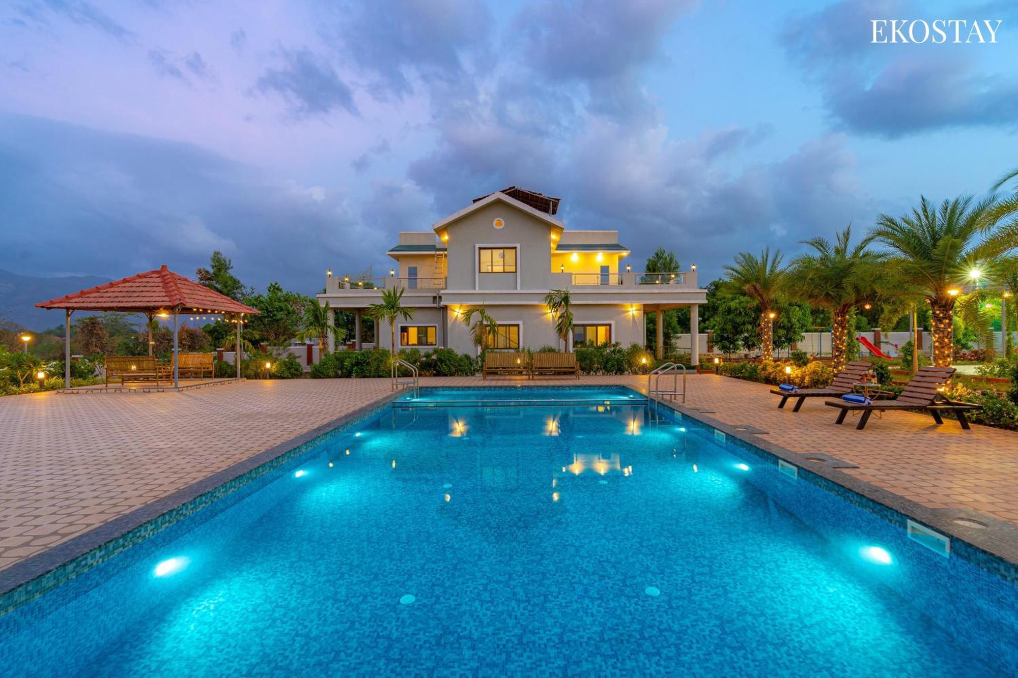 Ekostay Gold Palm Estate I Cricket Turf I Rain Dance I 2 Acre Property 卡尔贾特 外观 照片